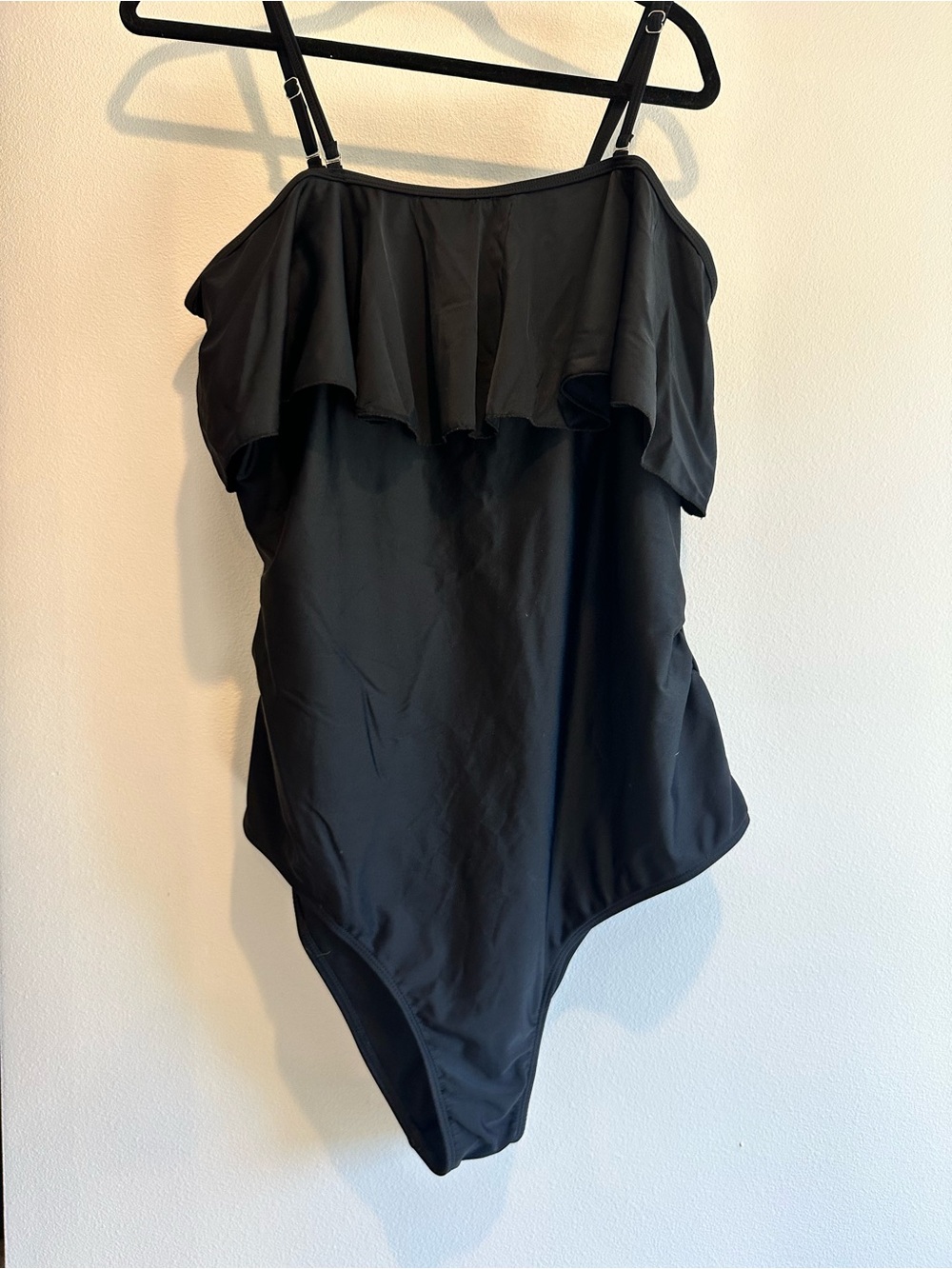 Amazon Black Women's One-Piece Swimsuit with Ruffle Overlay